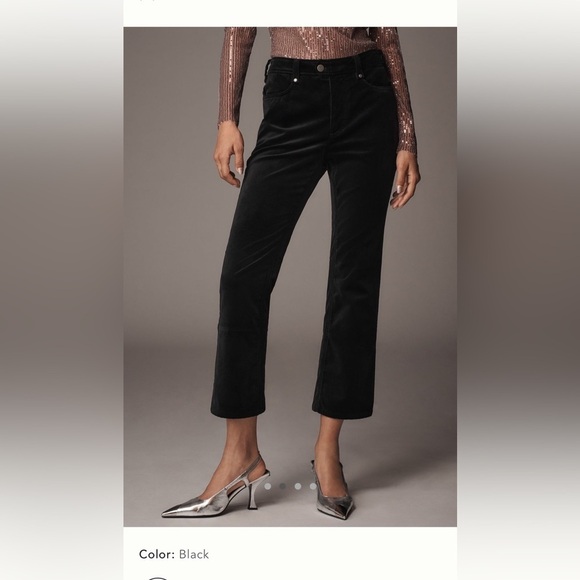 NWT new 30 Anthropologie pilcro solid velvet moto cropped pants black short - Picture 3 of 14